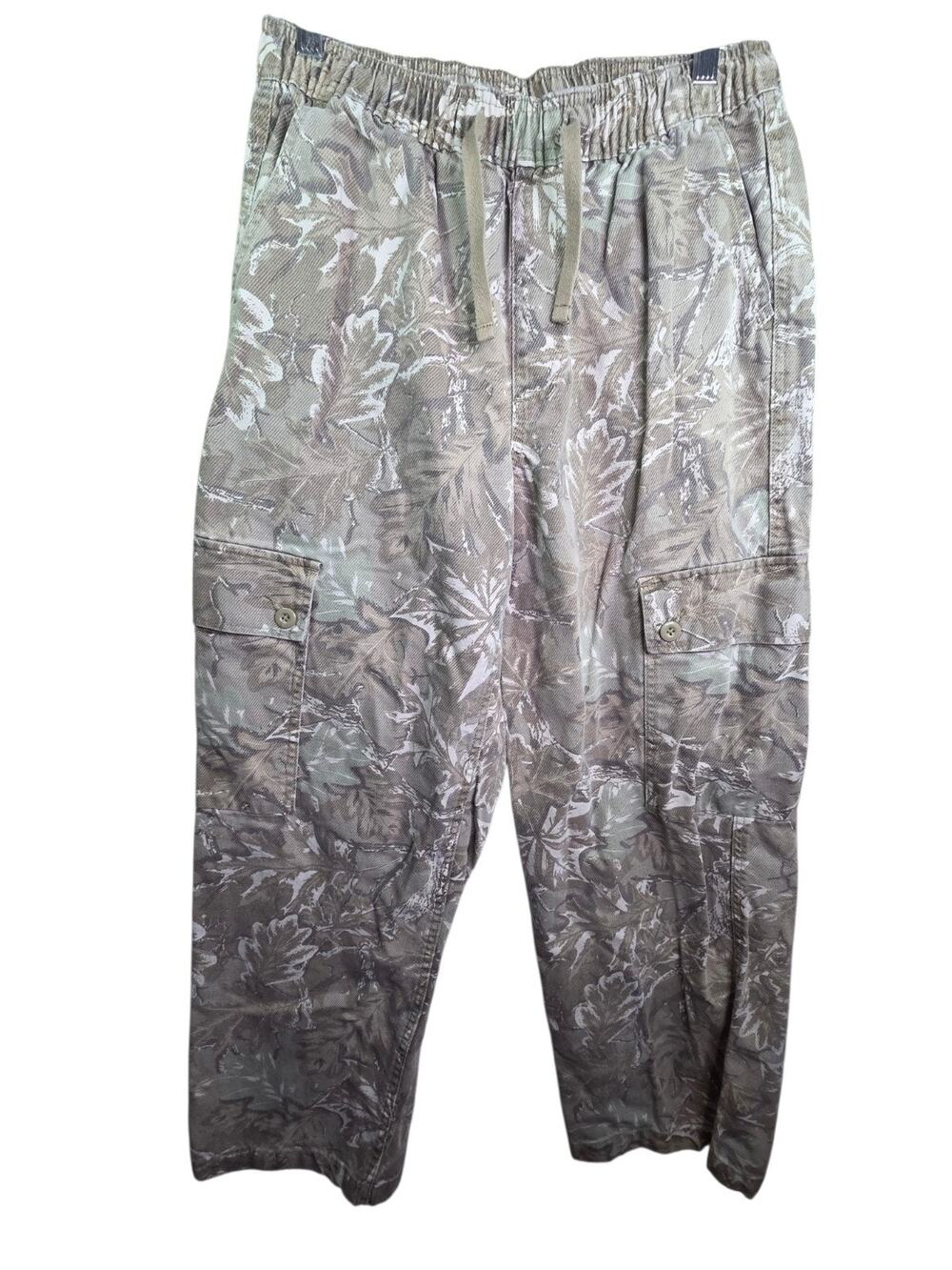 Original Use Mens Baggy Utility Pants S Green Grey Brown Camo Leaf Cargo Pants